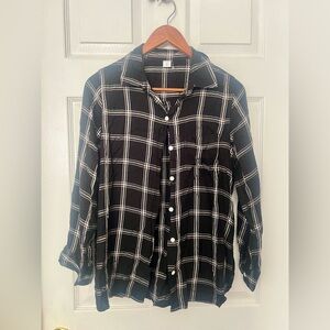 Old Navy Black and White Plaid Shirt